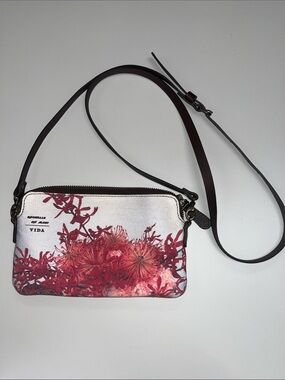 VIDA Floral Crossbody / Belt Bag Red & Brown